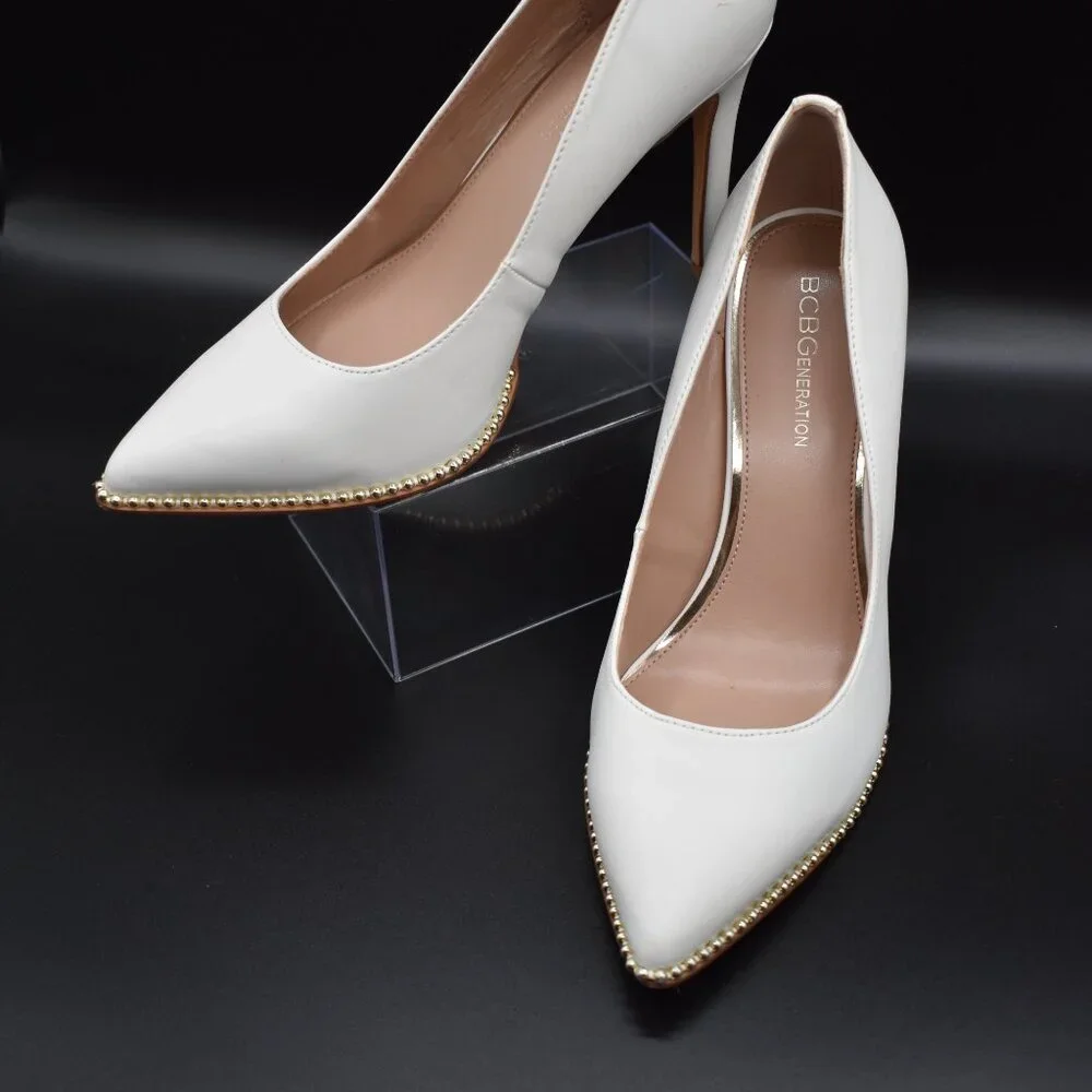 Share BCBGeneration Hawti Pointed-Toe Stiletto Heel with Gold-ball Chain Studs S - Picture 4 of 8
